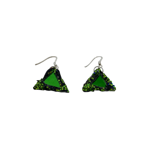 GREEN TRIANGLE PENDANT EARRINGS, 2023