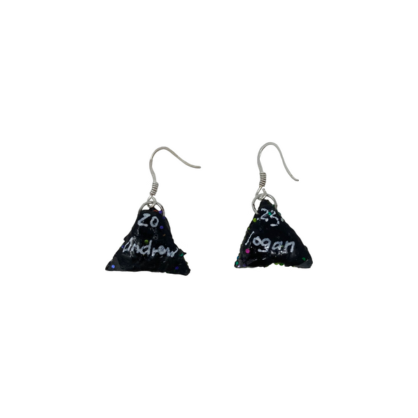 GREEN TRIANGLE PENDANT EARRINGS, 2023