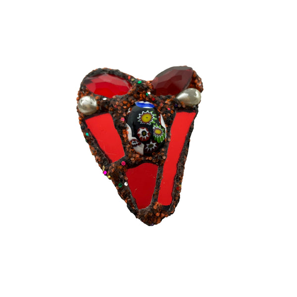 RED HEART WITH BEAD & CRYSTALS, 2024