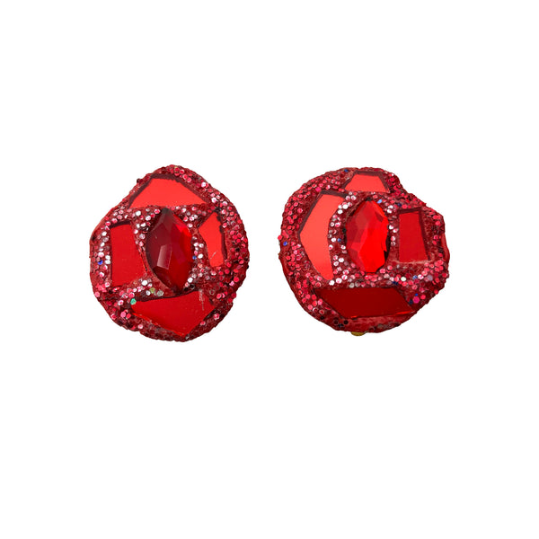 RED CRYSTAL CLIP ON EARRINGS, 2023