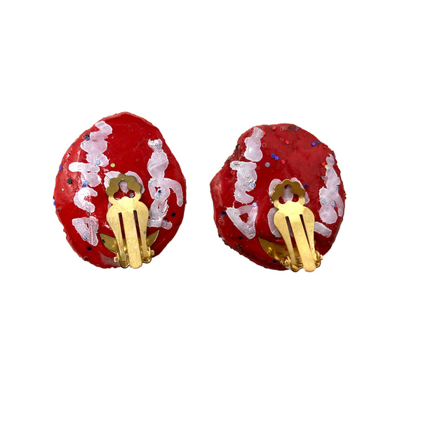 RED CRYSTAL CLIP ON EARRINGS, 2023