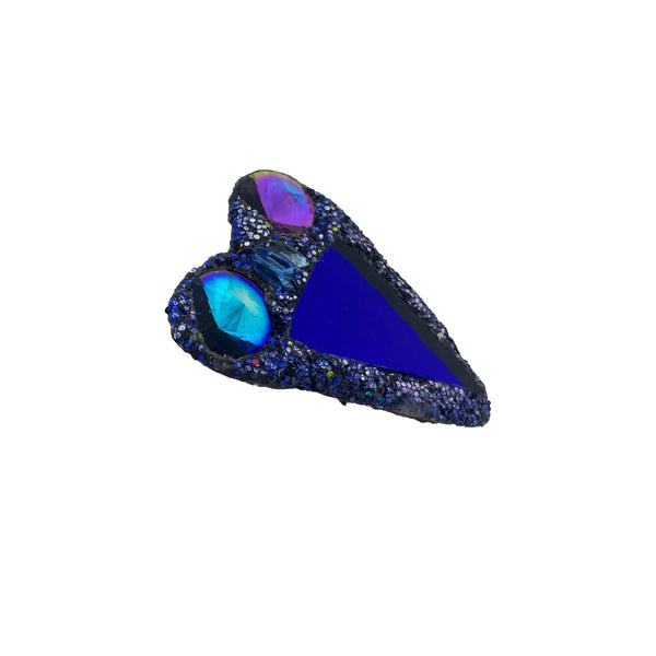 BLUE HEART BROOCH WITH TWO CRYSTALS, 2023