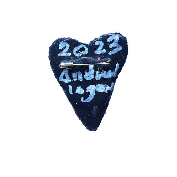 BLUE HEART BROOCH WITH TWO CRYSTALS, 2023