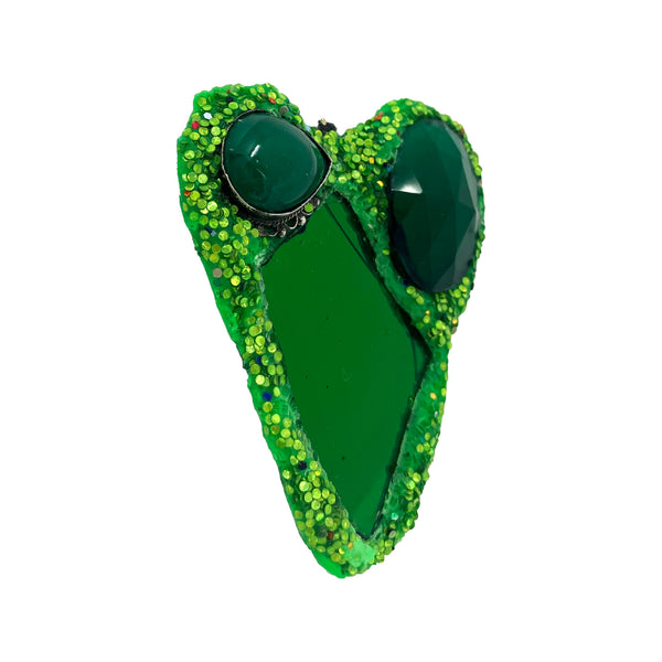 NEON GREEN AVENTURINE HEART BROOCH, 2023