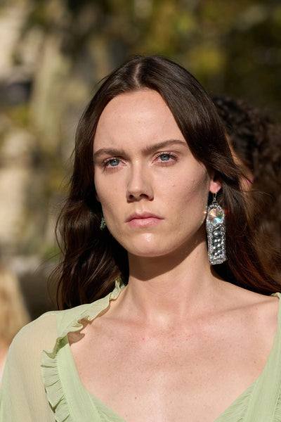 GREEN TRIANGLE PENDANT EARRINGS, 2023