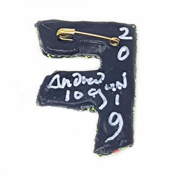 LETTER F - GREEN BROOCH