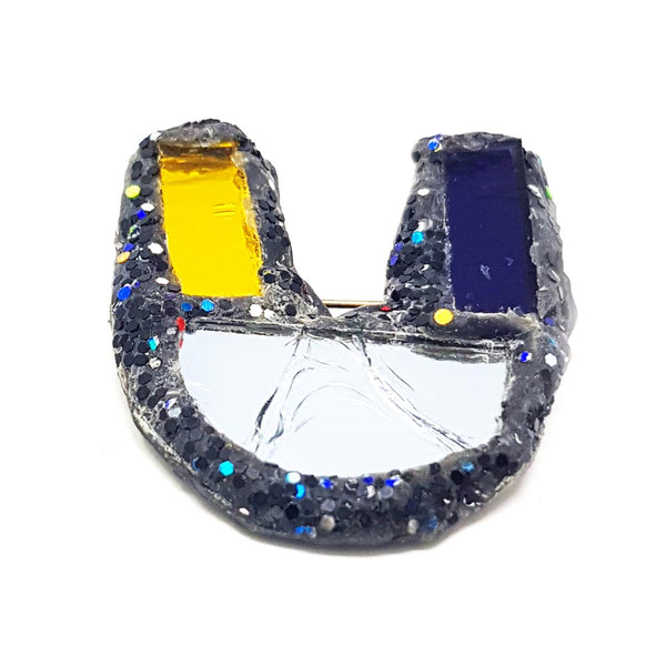 LETTER U - PURPLE, GOLD & SILVER BROOCH