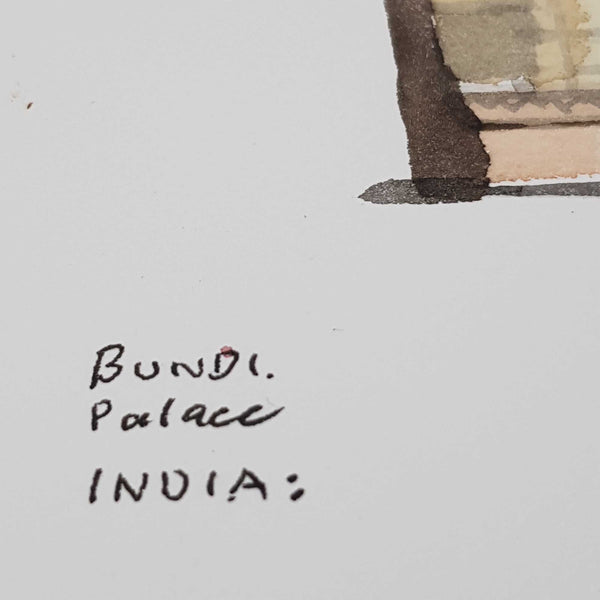 ORIGINAL WATERCOLOUR OF BUNDI PALACE INDIA - ANDREW LOGAN 2006