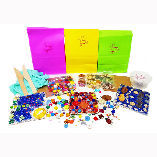 ANDREW LOGAN CRAFTING KITS AVAILABLE WITH COLOURFUL OR NATURAL MATERIALS