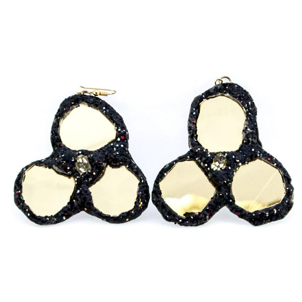 BLACK AND GOLD CLOVER / HIVE EARRINGS, 2006