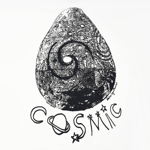 ANDREW LOGAN COSMIC EGG T-SHIRT, Black and white design