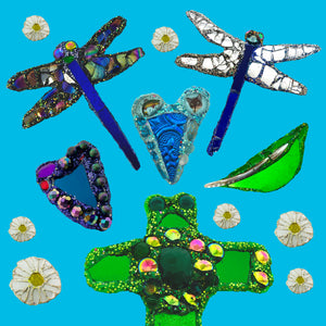 May Montage! Dragonflies, daisies, hearts, frogs, fish and foxes