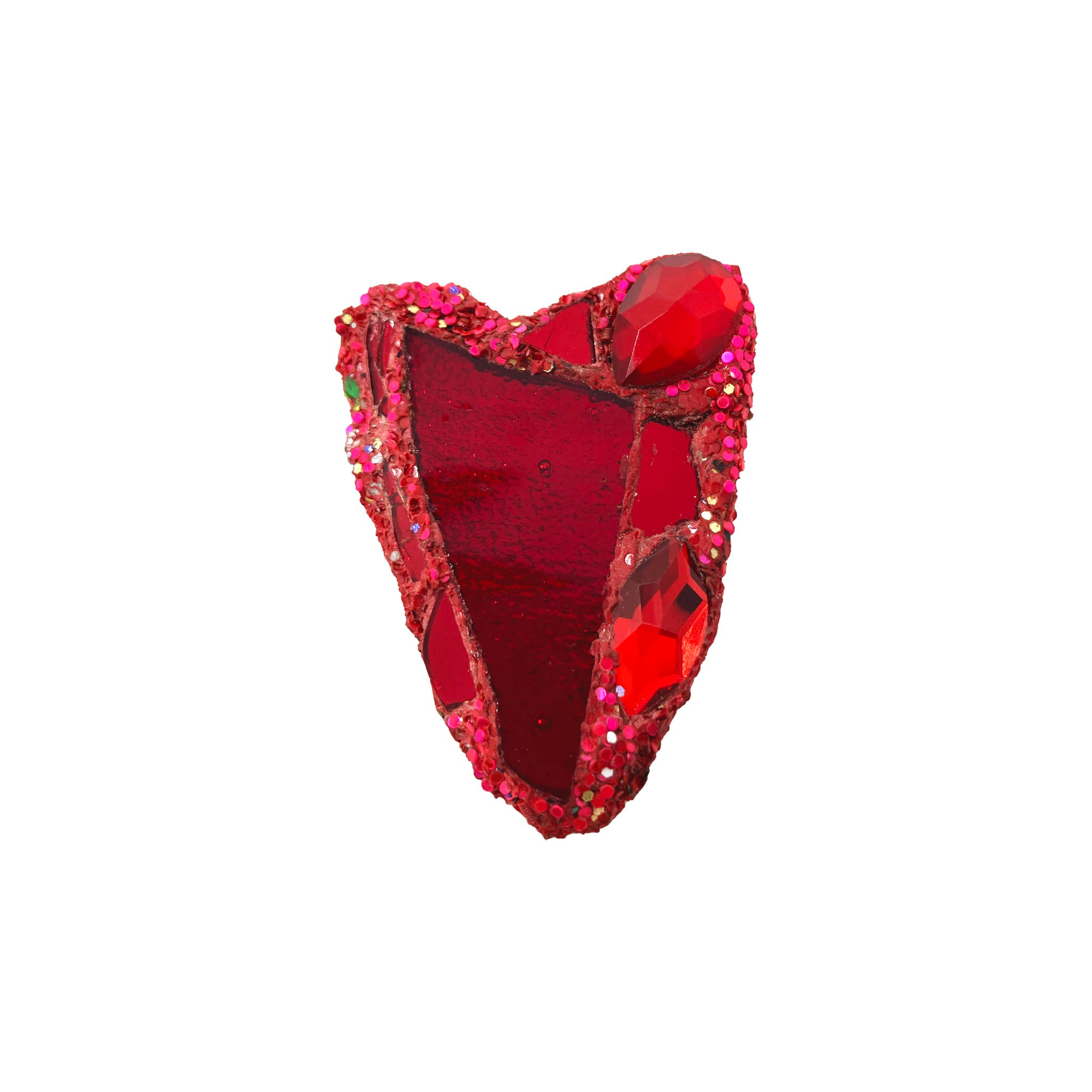 RED CRYSTAL HEART BROOCH, 2023