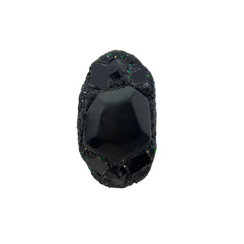 LONG OVAL BLACK RING, 2023