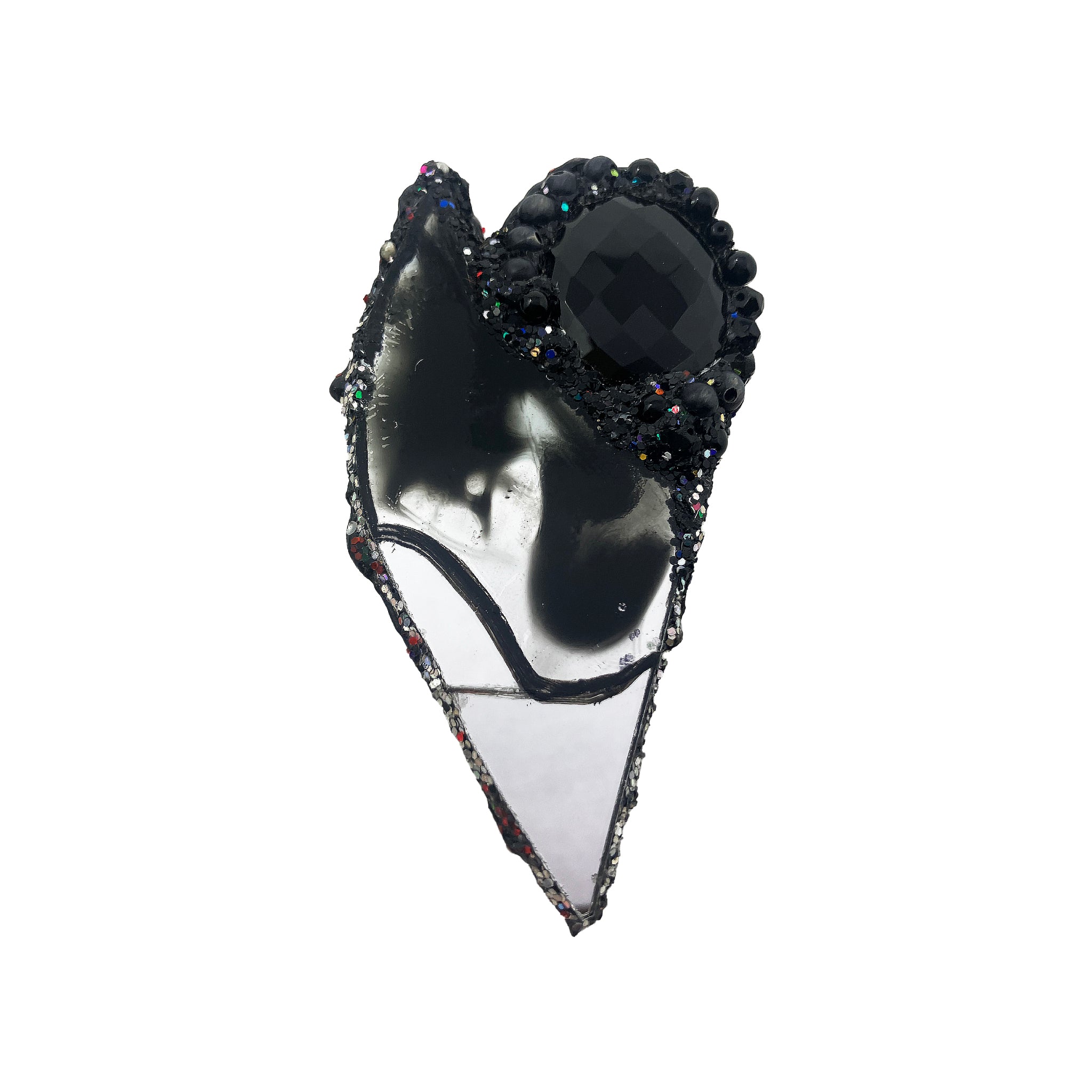 "MERGE" - SMOKED BLACK HEART WITH CRYSTAL, 2024