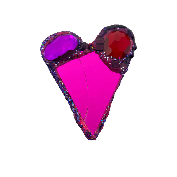 PINK HEART WITH PURPLE & RED CRYSTALS, 2024