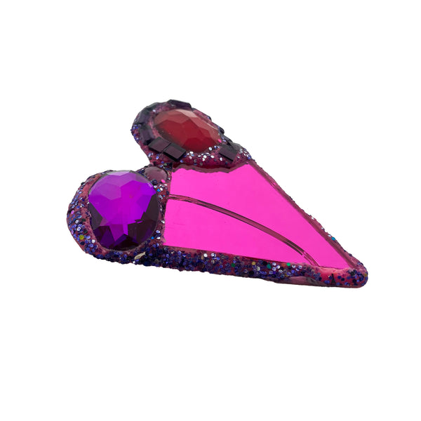 PINK HEART WITH PURPLE & RED CRYSTALS, 2024