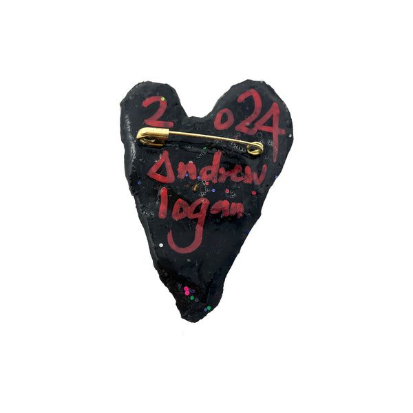 RED HEART WITH CRYSTALS BROOCH, 2024