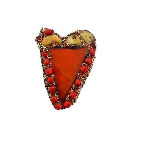 ORANGE & YELLOW JASPER HEART, 2024