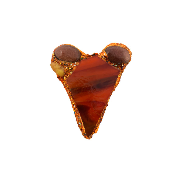 MARBLED ORANGE HEART BROOCH, 2024