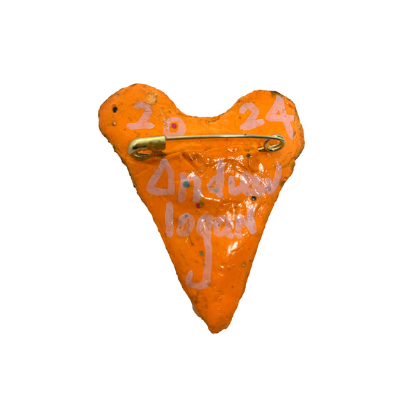 MARBLED ORANGE HEART BROOCH, 2024