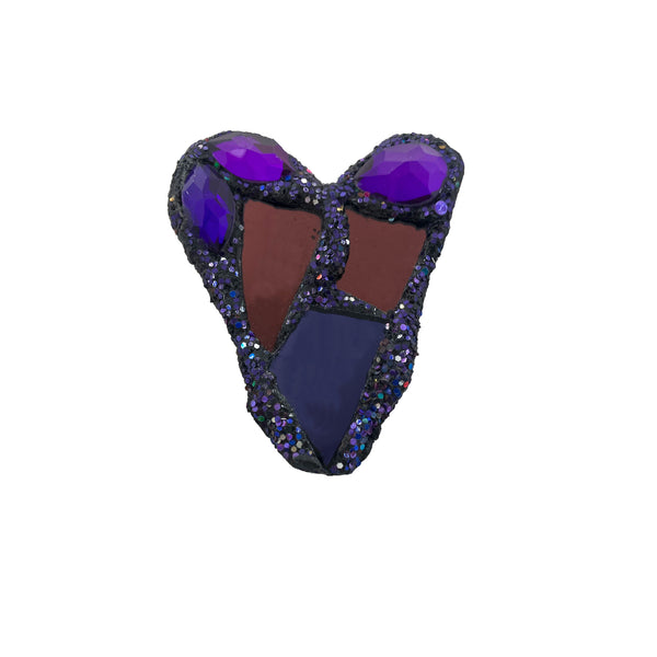 PLUM & PURPLE CRYSTAL HEART BROOCH, 2024