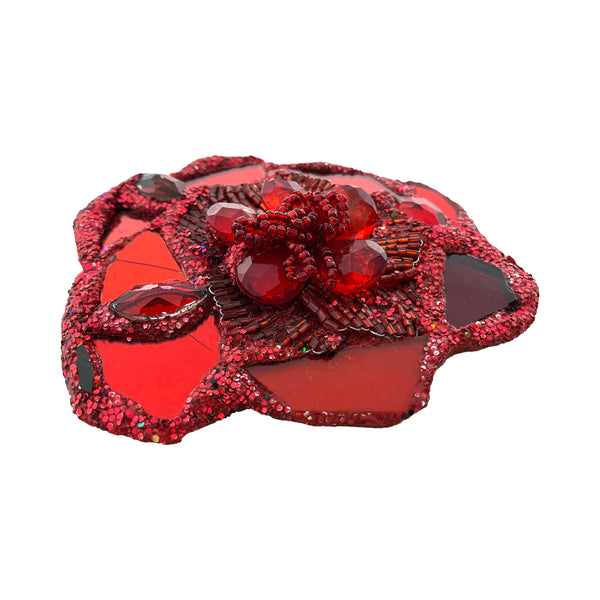 "MY LOVE" - RED ROSE FLOWER BROOCH, 2024