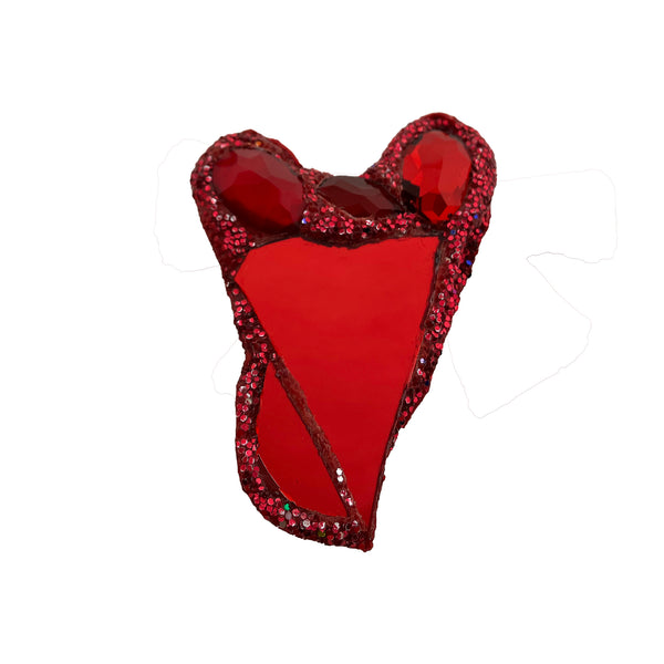 RED HEART BROOCH WITH HALF MOON, 2024