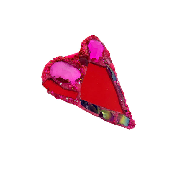 PINK & RED CRYSTAL IRIDESCENT HEART BROOCH, 2023