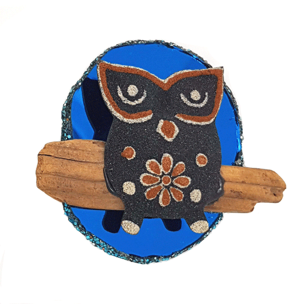 OWL ON BLUE BROOCH - ORACLE, 1990