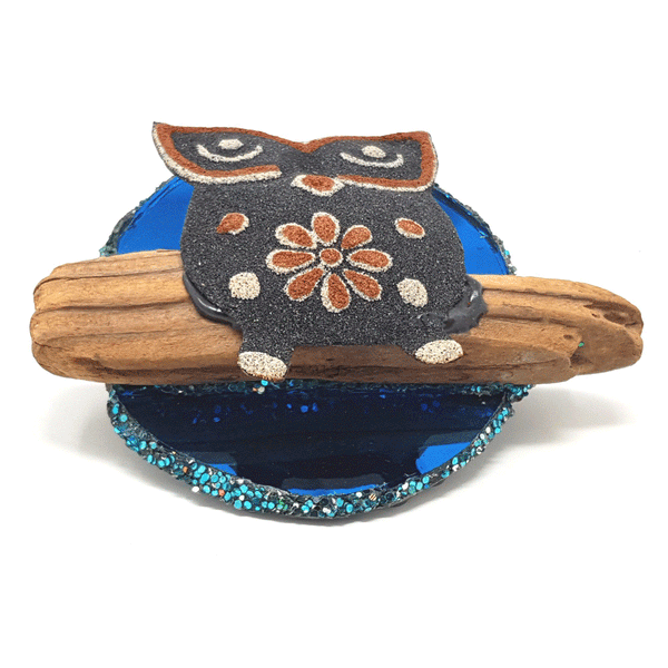 OWL ON BLUE BROOCH - ORACLE, 1990