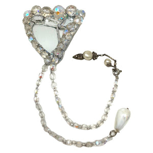 SILVER HEART BROOCH with BEADS - WRAPPED