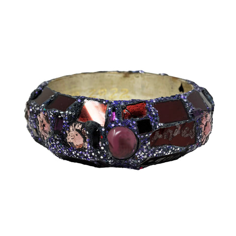 AUBERGINE BANGLE WITH PINK FLOWERS, 2022