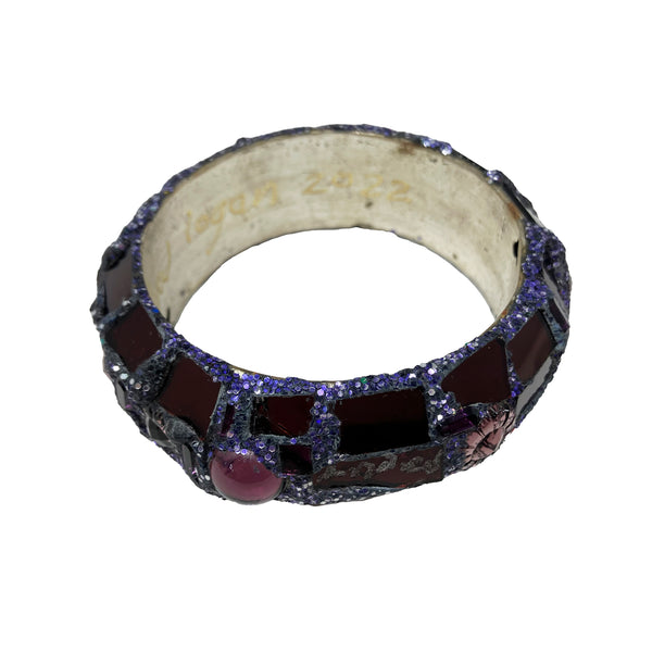 AUBERGINE BANGLE WITH PINK FLOWERS, 2022