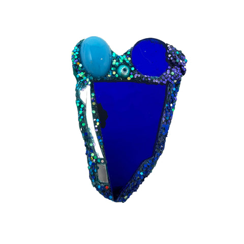 BLUE & TURQUOISE HEART BROOCH WITH BEADS, 2022