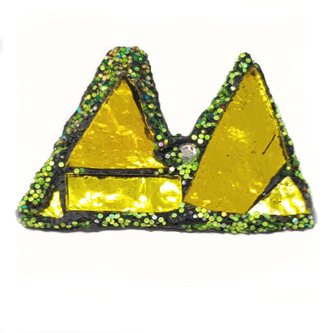 LETTER M - YELLOW AND GREEN BROOCH