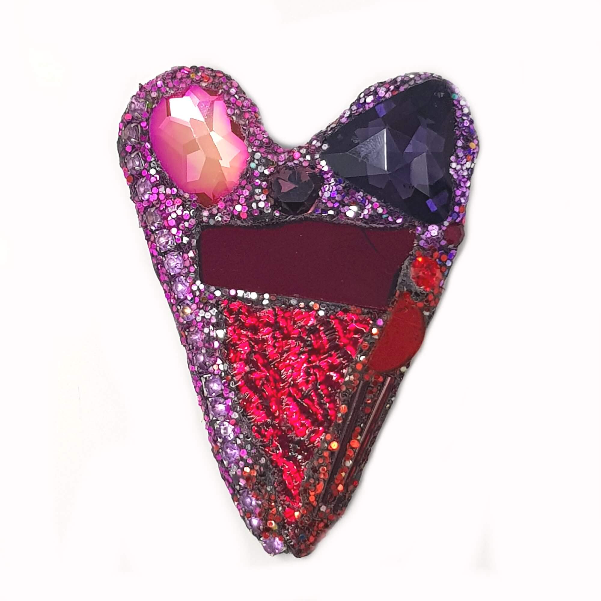 RED, PINK AND PURPLE HEART BROOCH