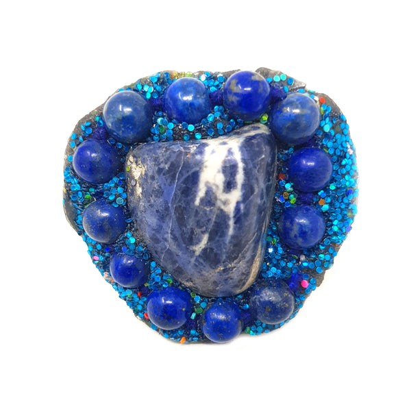 BLUE MARBLED STONE RING