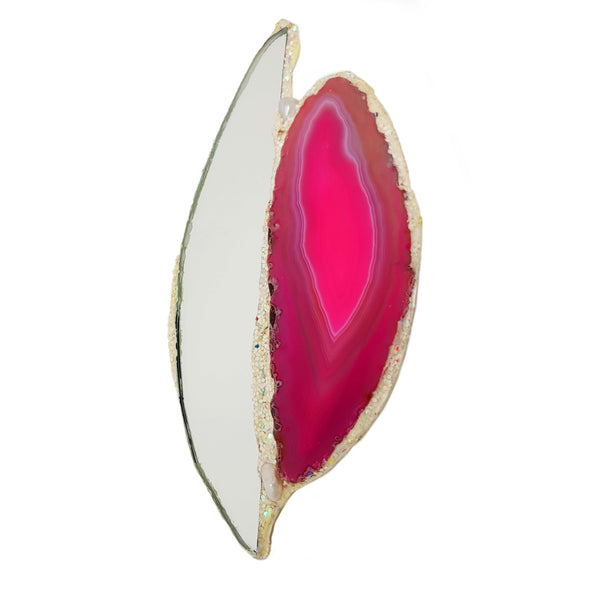 PINK AGATE & MIRROR BROOCH - HEART AND HIP