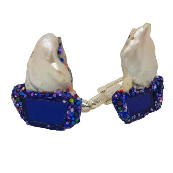 PEARL and BLUE SAILBOAT CUFFLINKS