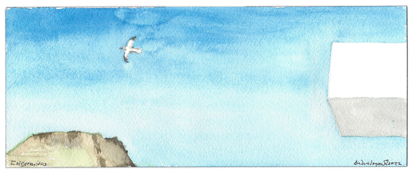 Sky, Rocks and Terrace at Folegandros, Greece, 2022. Original Watercolour by Andrew Logan