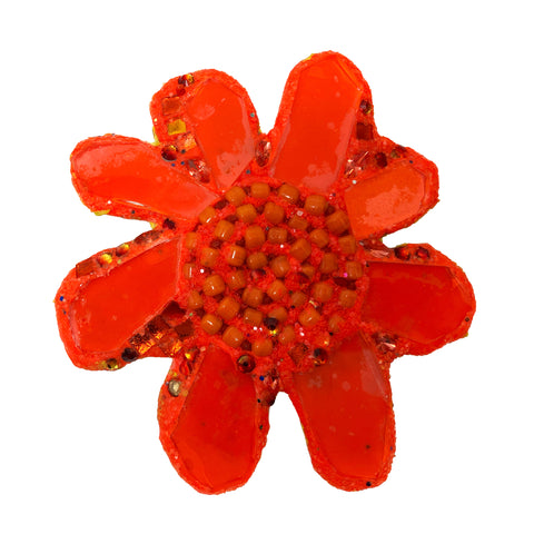 HOORAY - Neon Orange / Coral Flower Brooch, 2022