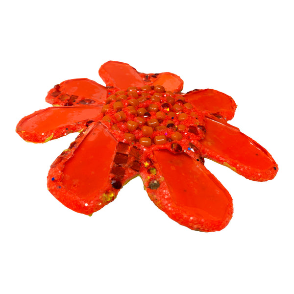 HOORAY - Neon Orange / Coral Flower Brooch, 2022
