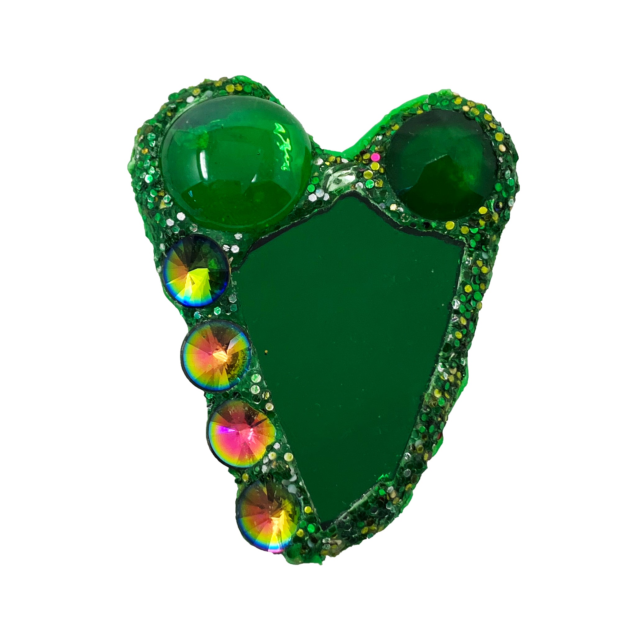 GREEN HEART BROOCH WITH CRYSTALS, 2022