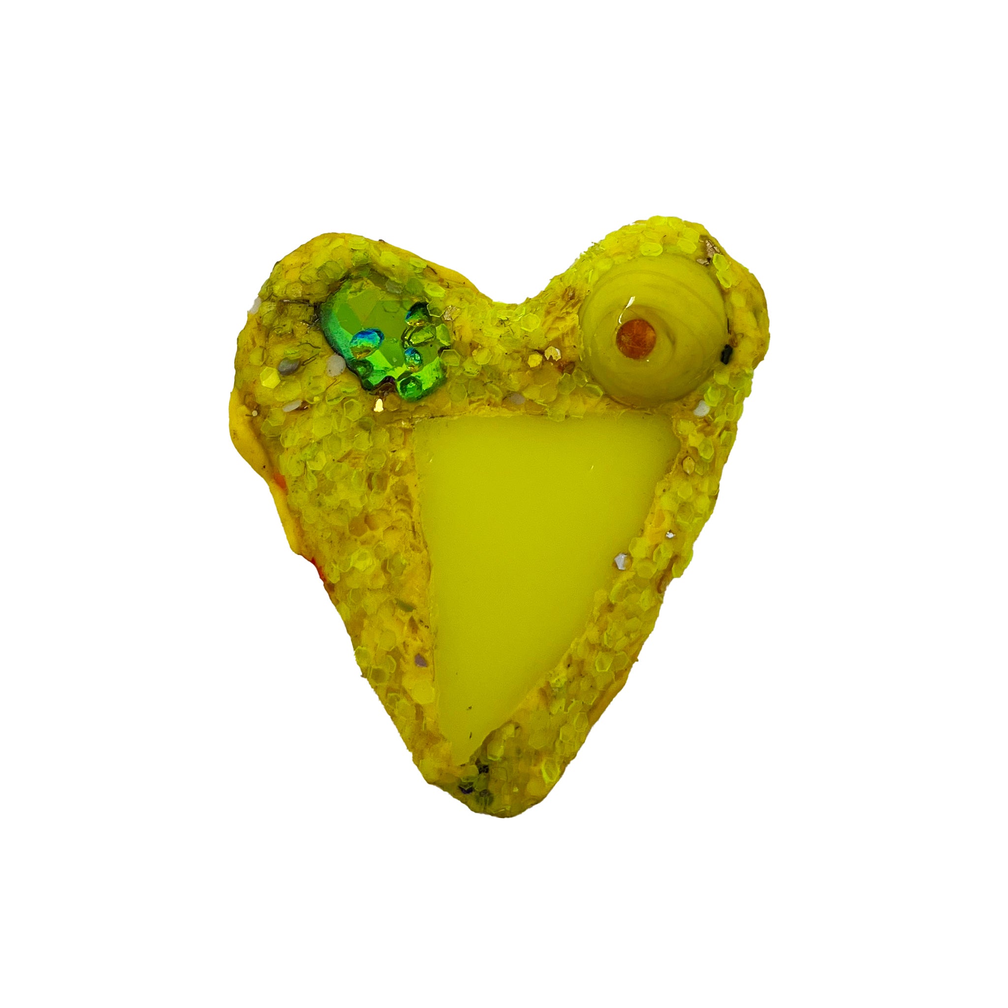 YELLOW HEART WITH BEAD & CRYSTAL