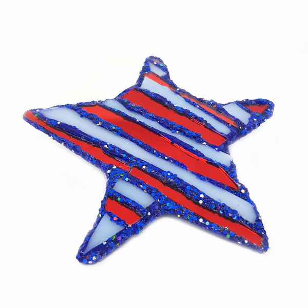 RED AND BLUE STAR BROOCH - STAR & STRIPES