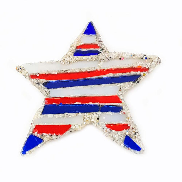RED, WHITE AND BLUE STAR BROOCH - STAR & STRIPES